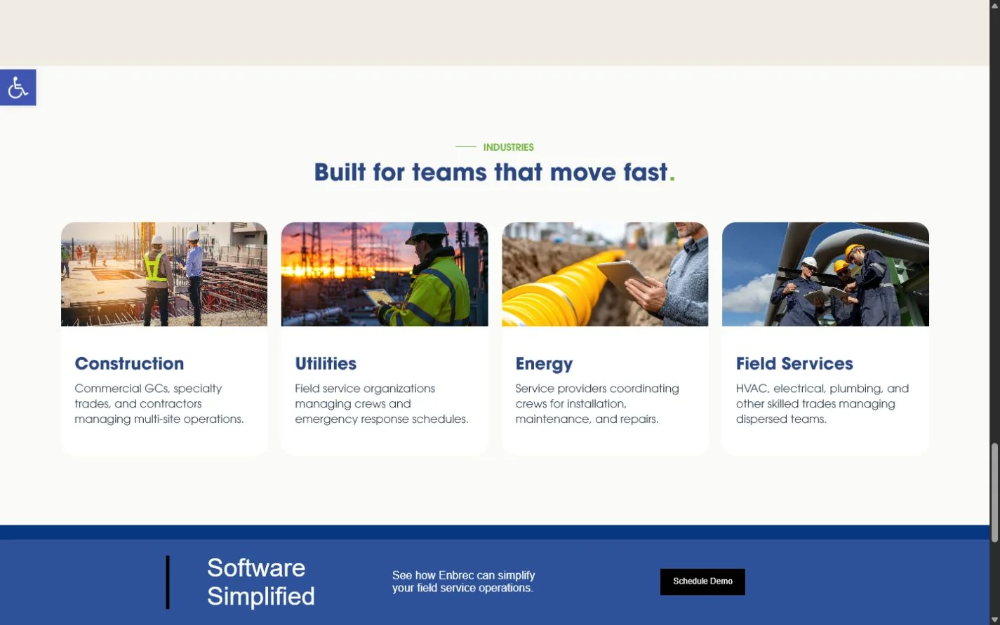 Enbrec industry solutions for construction, utilities, energy, and field services